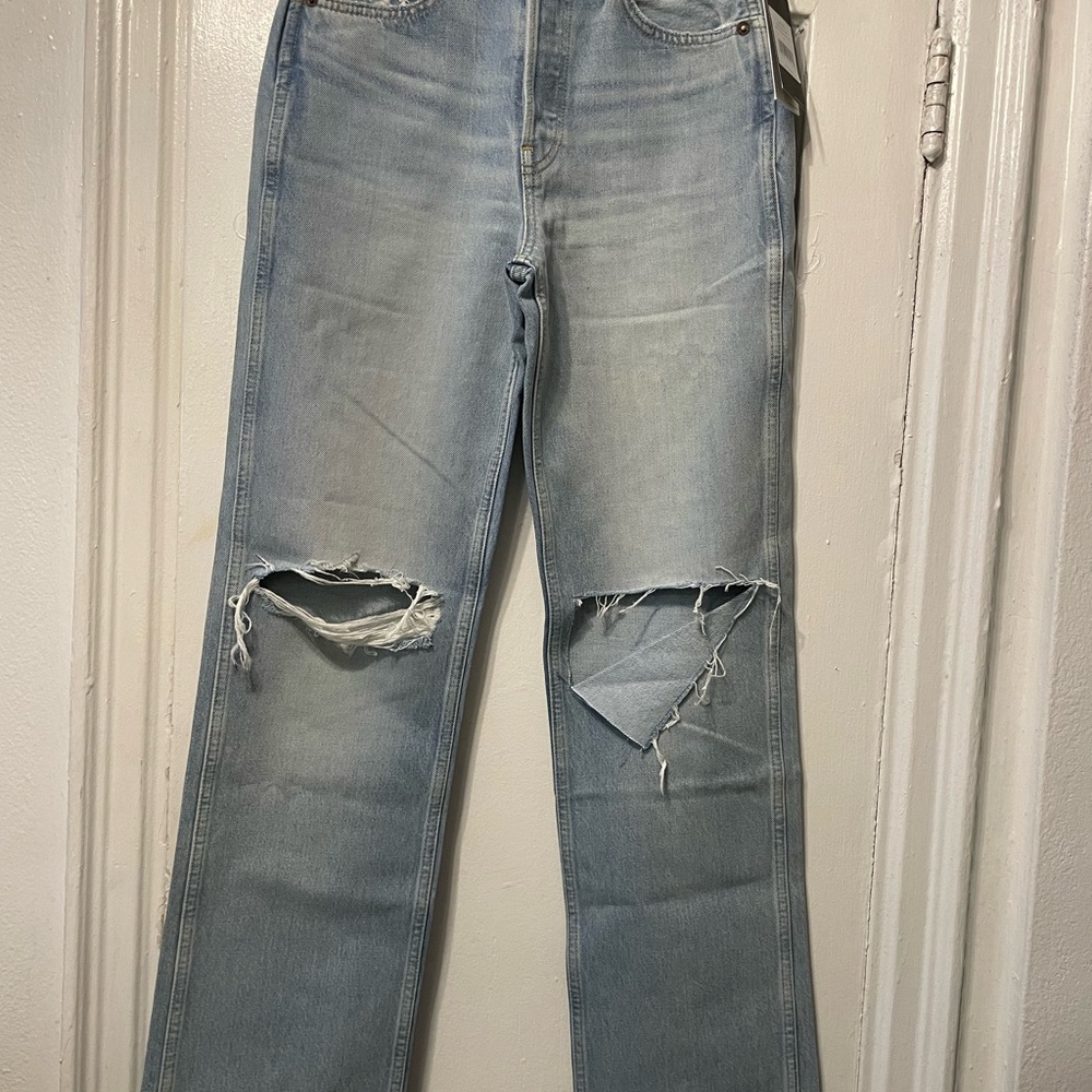 🤍 RE/DONE // 90s High Rise Loose • Breezy Indigo with Rips - Picture 7 of 15